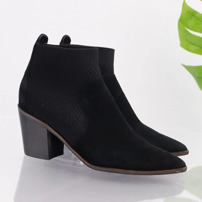 Cole Haan Womens Maggie Boot Size 10 Black Suede Chelsea Bootie Block Heel Point - Image 1 of 4