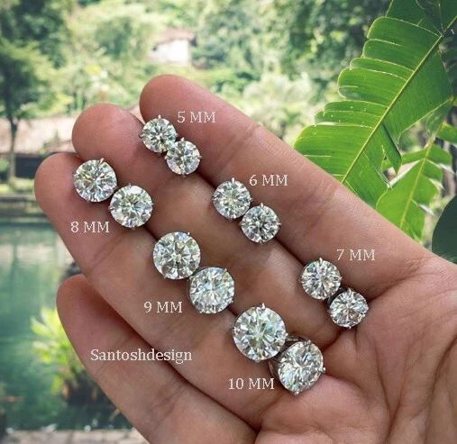 Beautiful Moissanite Diamond 925 Sterling Silver Stud Earring Jewelry,Gift - Image 1 of 4