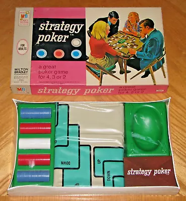 Selado 1968 Milton Bradley jogo de pôquer estratégia layout vinil tapete fichas baralho de cartas - Imagem 1 de 3