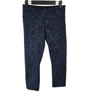 Lululemon Damen Leggings Paisley Print blau schwarz Cropped Capri Yogahose 6 - Bild 1 von 2