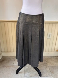 Falda BCBGmaxazria para mujer talla 8 dorada metálica bronce lino envolvente hasta la rodilla - Imagen 1 de 7