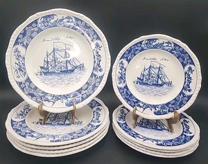 10-VTG Wedgwood “Friendship Salem Blue” Ship Dinner Plates (5), Salad Plates (5) - Picture 1 of 15