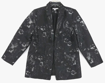 Blazer de jacquard para mujer Chico talla 2 (US 12) negro plateado metálico manga 3/4 Foto 1 de 4