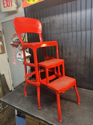 Primitive Century Cosco Retro Style Farmhouse Counter Chair/Step Stool Red - Image 1 of 4