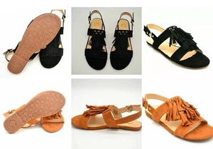 C Wonder Jessica Damen-Sandale mit Fransen 2er-Set Wildlederschnalle schwarz braun 8,5 - Bild 1 von 7
