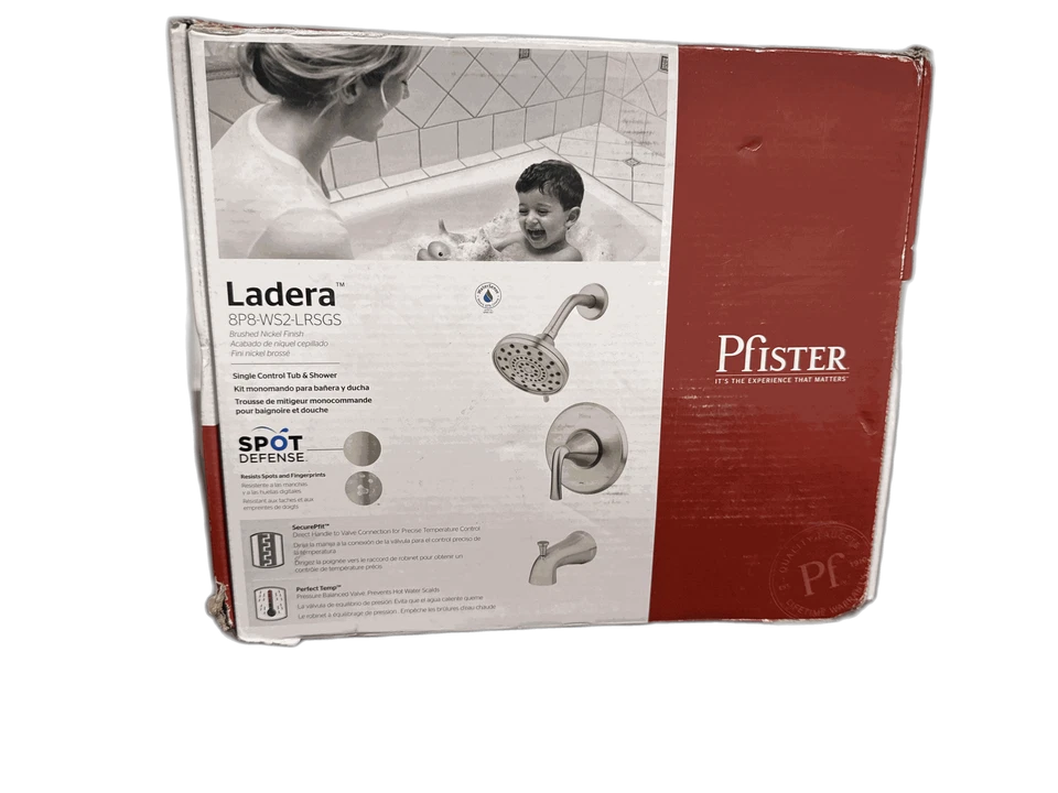 Pfister Ladera Tub and Shower Faucet Spot Defense Brushed Nickel w/ Valve - Image 1 of 1