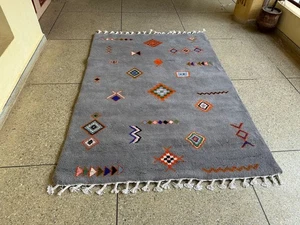 Tappeto Beni Ourain Berbero Marocchino 8x10 - Tappeto di Lana Grigio Annodato a Mano per Vivere - Foto 1 di 8