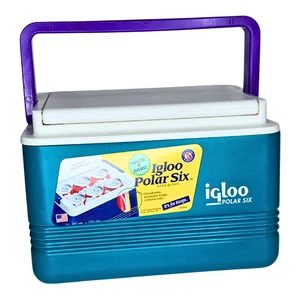 Vintage 2000 IGLOO Polar Six Cooler Purple Turquoise Holds 6 Cans 5.3 Qt 5.0 L - Picture 1 of 5