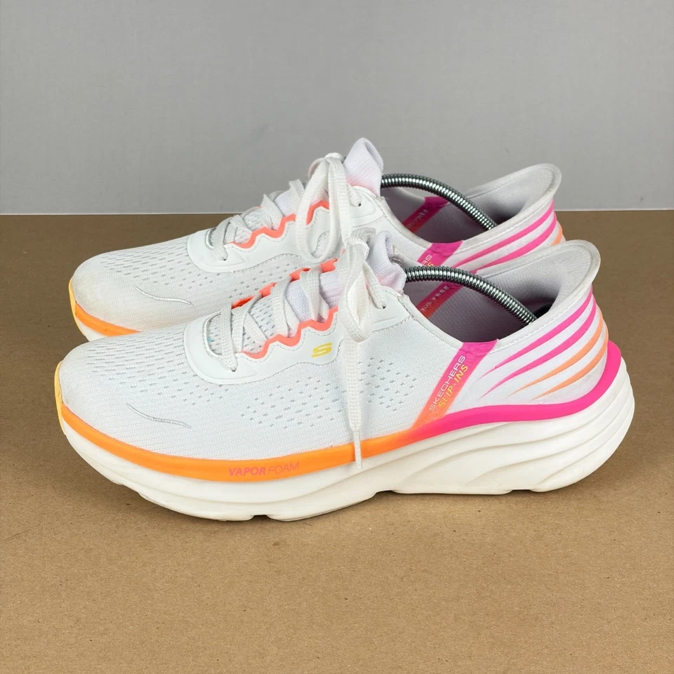 Skechers Slip-Ins D'Lux Vapor Handsfree Shoes Womens 10 White Pink Orange - Image 1 of 4