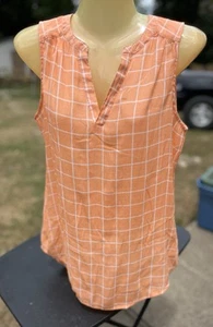 Fred David Sleeveless Shirt Orange Fred David High-Low Casual Top SMALL Blouse - Picture 1 of 10