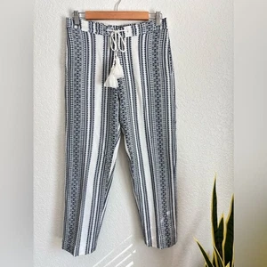Pantalones al Tobillo Sundance Blanco Azul Bordado Algodón Talla XS - Imagen 1 de 4