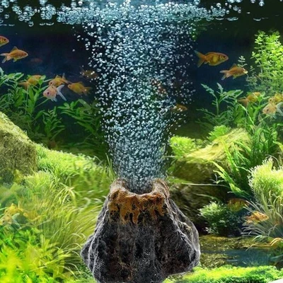 Aquarium Volcano Bubbler Ornament Fish Tank Decoration Air Stone Pump Connector - Image 1 of 4