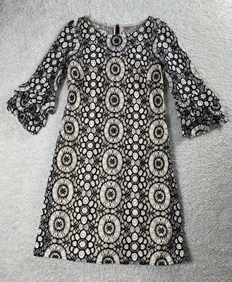 Lápiz Anthropologie Taylor XS Negro Encaje Superpuesto Mandala Floral Manga Volantes Foto 1 de 4