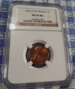 1982 LG DT Bronze Lincoln Memorial Cent NGC MS 66 RD !!!NICE!!! - Picture 1 of 2