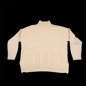 Time and Tru XXL Creme geriffelt Waffelstrick Mock Neck Sweater Pullover Damen - Bild 1 von 8