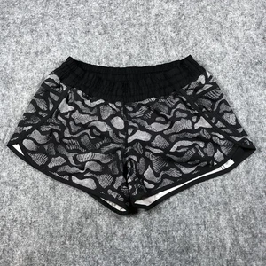 Lululemon Speed Up Shorts Womens L 10 Black White Abstract Run Liner Athletic - Picture 1 of 7