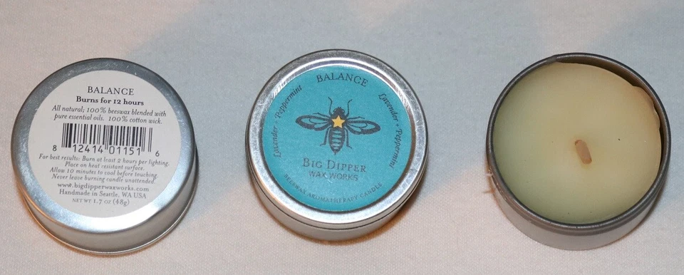 3 Big Dipper Wax Works Balance Aromatherapy Beeswax Candle Tin 1.7oz Peppermint - Image 1 of 1