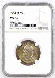 1951-D  Washington Quarter   NGC  MS66 - Picture 1 of 2