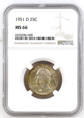 1951-D  Washington Quarter   NGC  MS66 - Image 1 of 2