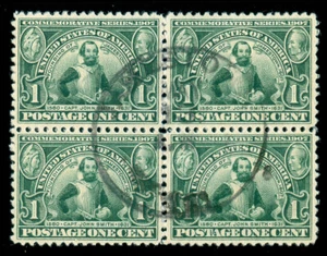 MOMEN: US STAMPS #328 BLOCK OF 4 USED XF **PF CERT** LOT #71340 - Picture 1 of 3