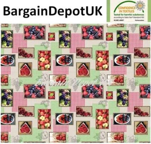 Fruits with Check PVC Wipe Clean Vinyl Tablecloth ALL SIZES - Code: F1003-1 - Picture 1 of 1