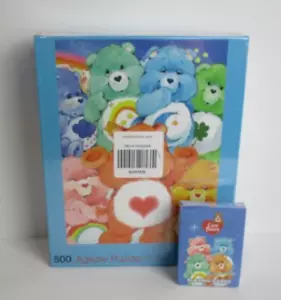 NWT Aquarius Care Bears 500 Piece Group Jigsaw Puzzle & Playing Cards Gift Set - Picture 1 of 5