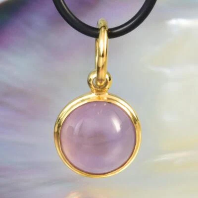 Pendant Gold Vermeil Sterling Silver & Purple Agate Chalcedony Cabochon 3.62 g - Image 1 of 4