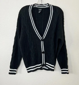 Rue21 Womens Dark Academia Cable Knit Tennis Preppy Oversized Cardigan Sweater S - Picture 1 of 7