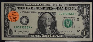 STAR NOTE FROM SHEET 2017A $1.00 VERY RARE LOW RUN 640K GOOD COND - Picture 1 of 2