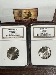 2006 SMS Colorado NGC Certified MS 67 Phila. & Denver Mint 2 Coin Set SQ1071 - Picture 1 of 6