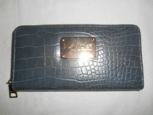 NWOT Bebe Los Angeles Wallet Clutch TRINA Gray CROCO Zip Around   - Picture 1 of 5