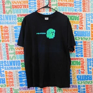 Vintage Y2K Psyforia Boston T Shirt Size L Black Double Sided Trance Psytrance - Picture 1 of 5
