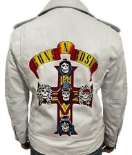 New GUNS N ROSES WHITE LEATHER JACKET COAT - AXL ROSE - PARADISE CITY