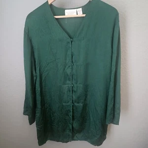 Vintage Victoria's Secret Green Paisley Nightshirt Pajama Size M 100% Silk - Picture 1 of 6
