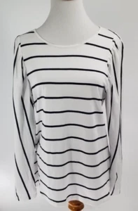 Camiseta Top Banana Republic Factory Talla L Grande Rayas Blanca Negra - Imagen 1 de 4