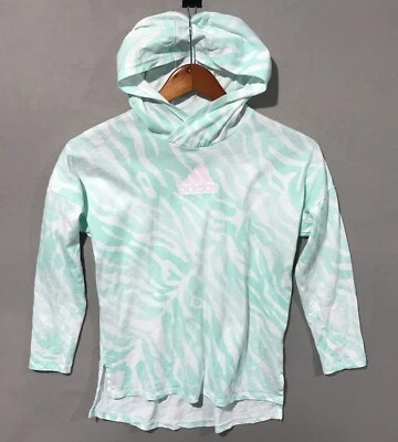 Adidas Shirt Girls Youth Medium Green Pullover Tee Hoodie Long Sleeve Beach City - Image 1 of 4