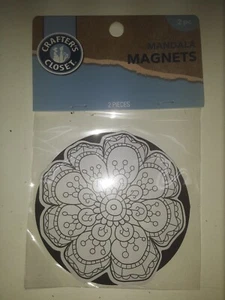 Crafter's Closet™ 2-PC Pack 3¾" Dia MANDALA MAGNETS Craft YOU COLOR THEM! - Picture 1 of 2