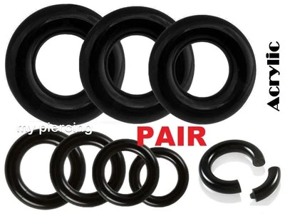 一对黑色亚克力段环环耳 & Septum 8G- 00G 1/2" 5/8" 3/4 — 第 1/2 张图片