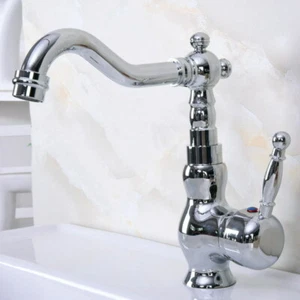 Polished Chrome Brass Bathroom/Kitchen Faucet Swivel Basin Vessel Sink Mixer Tap - Picture 1 of 9