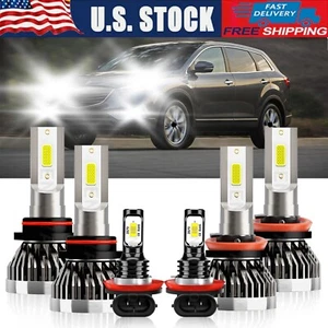 For Mazda CX-9 2013-2015 6x LED Headlight+Fog Light Bulbs Combo Kit 6000K 6Pcs - Foto 1 di 12