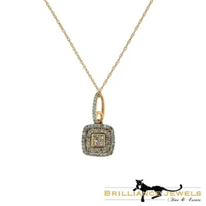 Beautiful Square Triple Frame Diamond Halo Rose Gold Pendant Necklace, 0.5 TCW - Picture 1 of 3