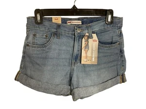 NWT Levi’s Girlfriend Short Denim Cuffed Shorts Size 14 Girls Teen Regular - Picture 1 of 6