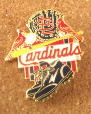 St. Louis Cardinals mitt balls spikes lapel pin 1997 MLB c43491 - Image 1 of 4