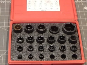 Snap On 23Pc MINUS 3 Metric 1/2 Drive Shallow Impact Socket Set 10MM 46MM 6Pt - Picture 1 of 7