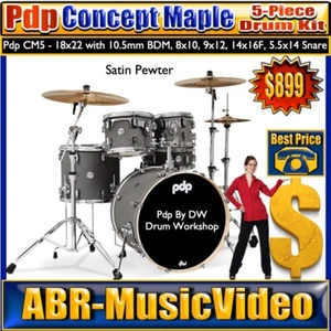 Pdp CM5 Concept Maple 5-Piece Drum Set PDCM2215SP (Satin Pewter) - Picture 1 of 12