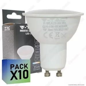 10 LAMPADINE V-TAC GU10 Faretto LED Spot 4,5W 110° Luce Calda Naturale Fredda - Foto 1 di 1