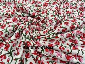 New Hand Dyed Floral Print Fabric Soft Cotton Fabric Light Weight Voile Fabric - Picture 1 of 5