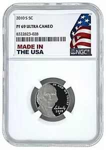 2010 S Jefferson Nickel NGC PF69 Ultra cameo - supporto made in USA - Foto 1 di 2
