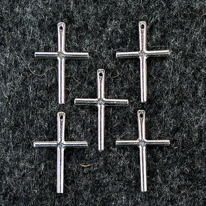 5x Round Bar Cross Small 36x24x2.2mm Pewter Pendant Bead Jewellery Craft Pack - Picture 1 of 5