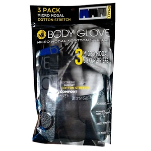 Body Glove - Mens Micro Modal Cotton Stretch Boxer Briefs 3-pack - S - bluBlkGry - Picture 1 of 11